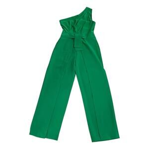 Alex Marie Aliza One Shoulder Jumpsuit Size 8 Bright Green Wide Leg NWT $178